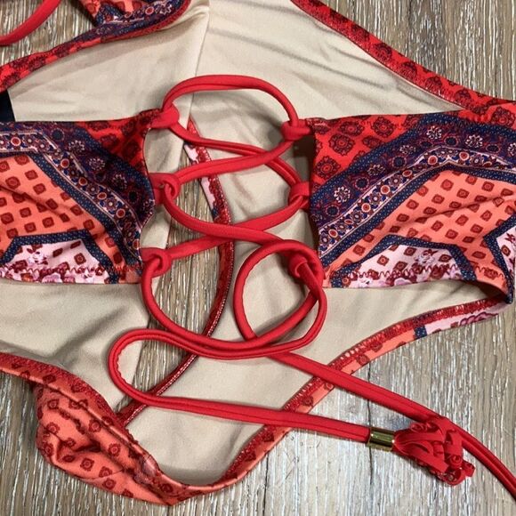 Mink pink medium BoHo print bikini bottoms/medium - Picture 3 of 8
